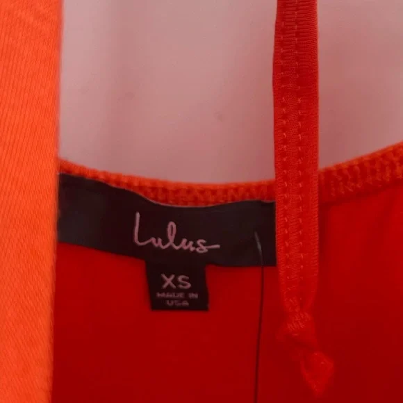 NWT Lulu’s Dress Hot Temps Red Orange Halter Midi Dress Size XS - Picture 5 of 6